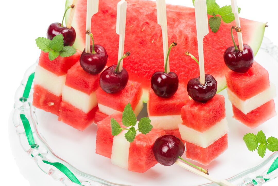 Watermelon, Melon and Cherry Canapés - A Tasty Dessert of the Watermelon Diet